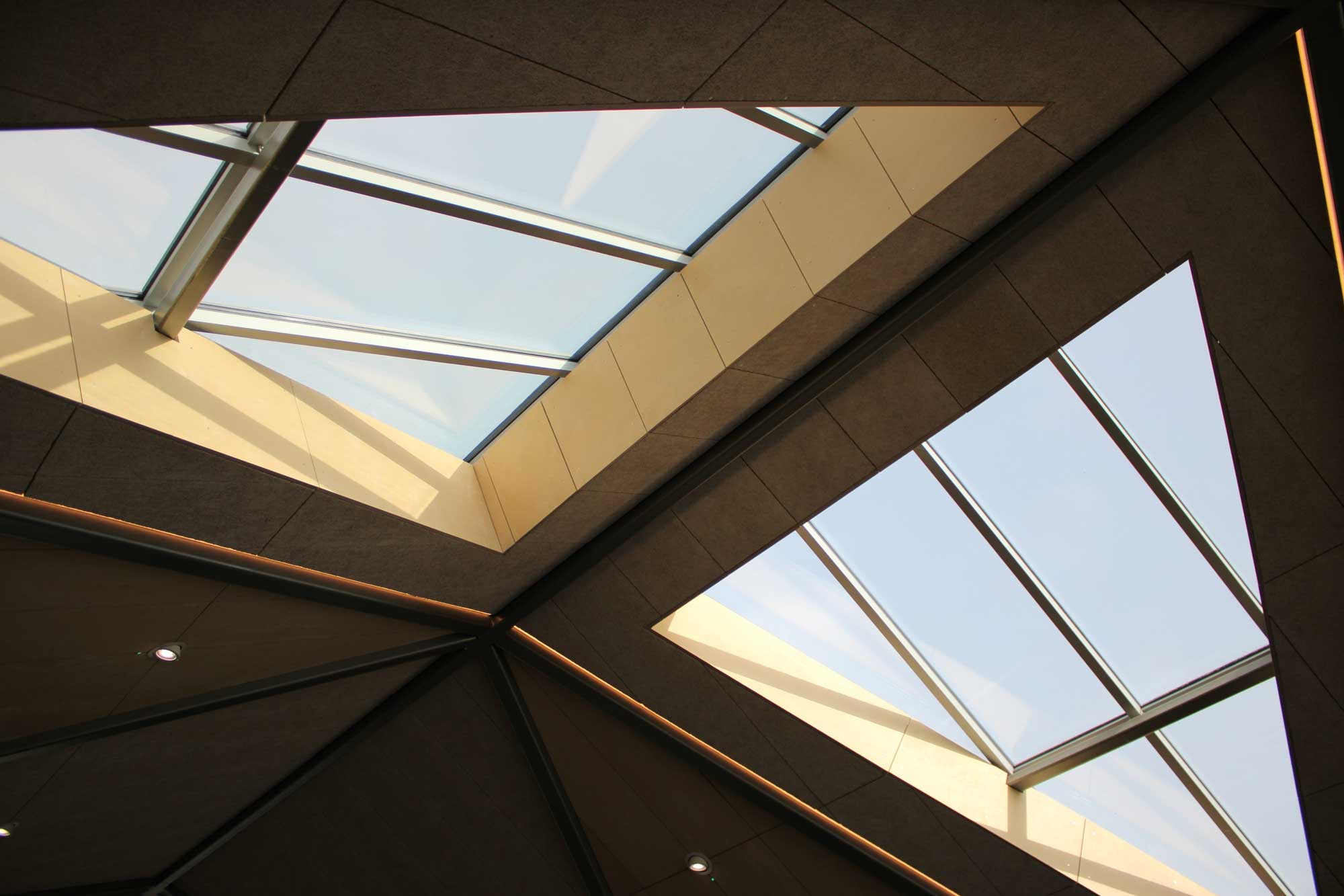 Roof with skylights installed by Tip Top Roofing